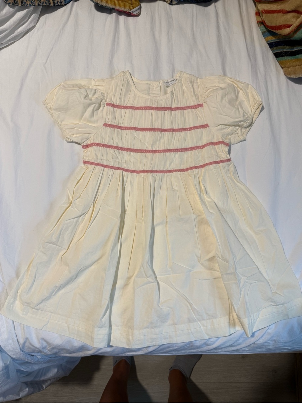 Minnow Cream Dress with Pink Accent